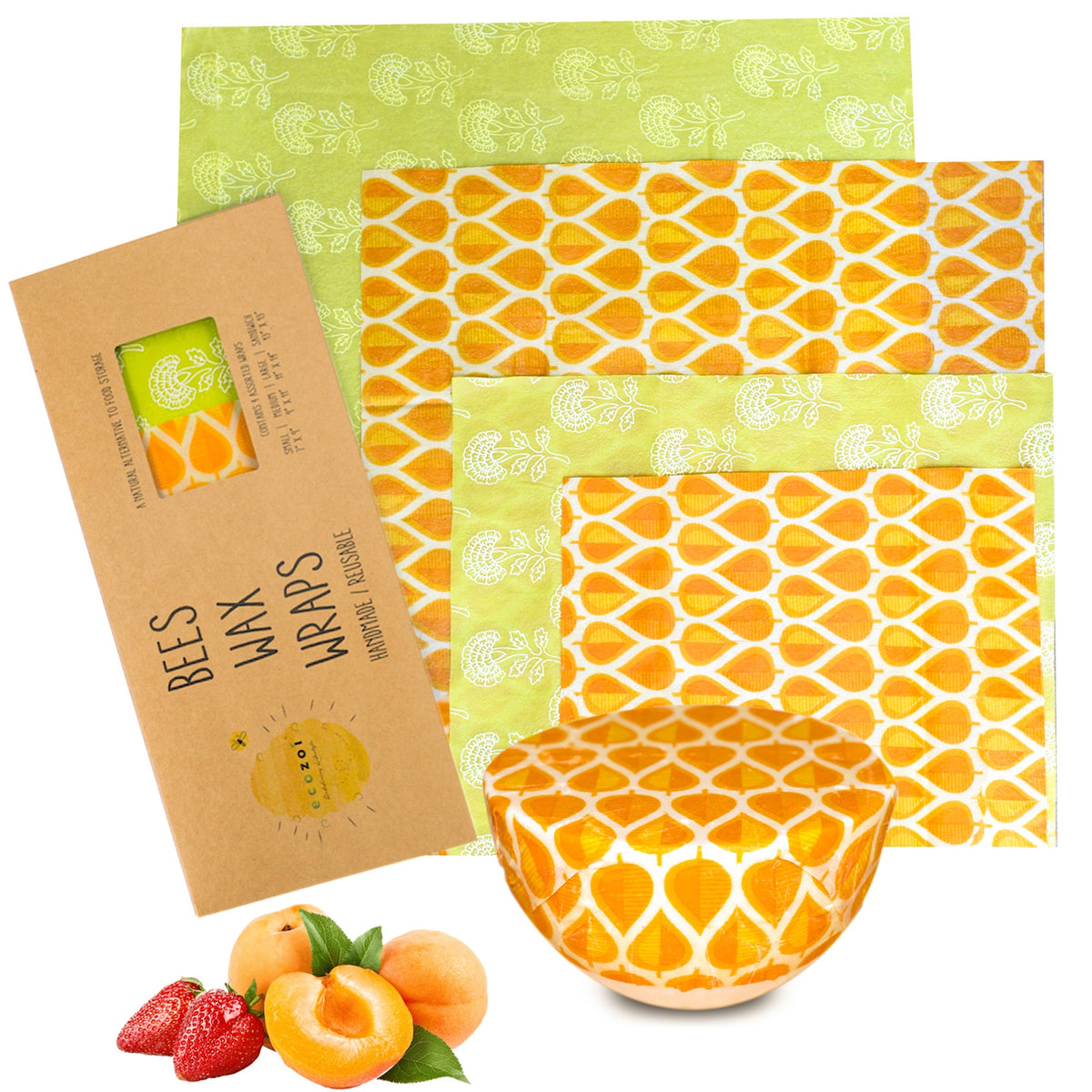 BeesWax Food Wraps, Reusable 4 Pack