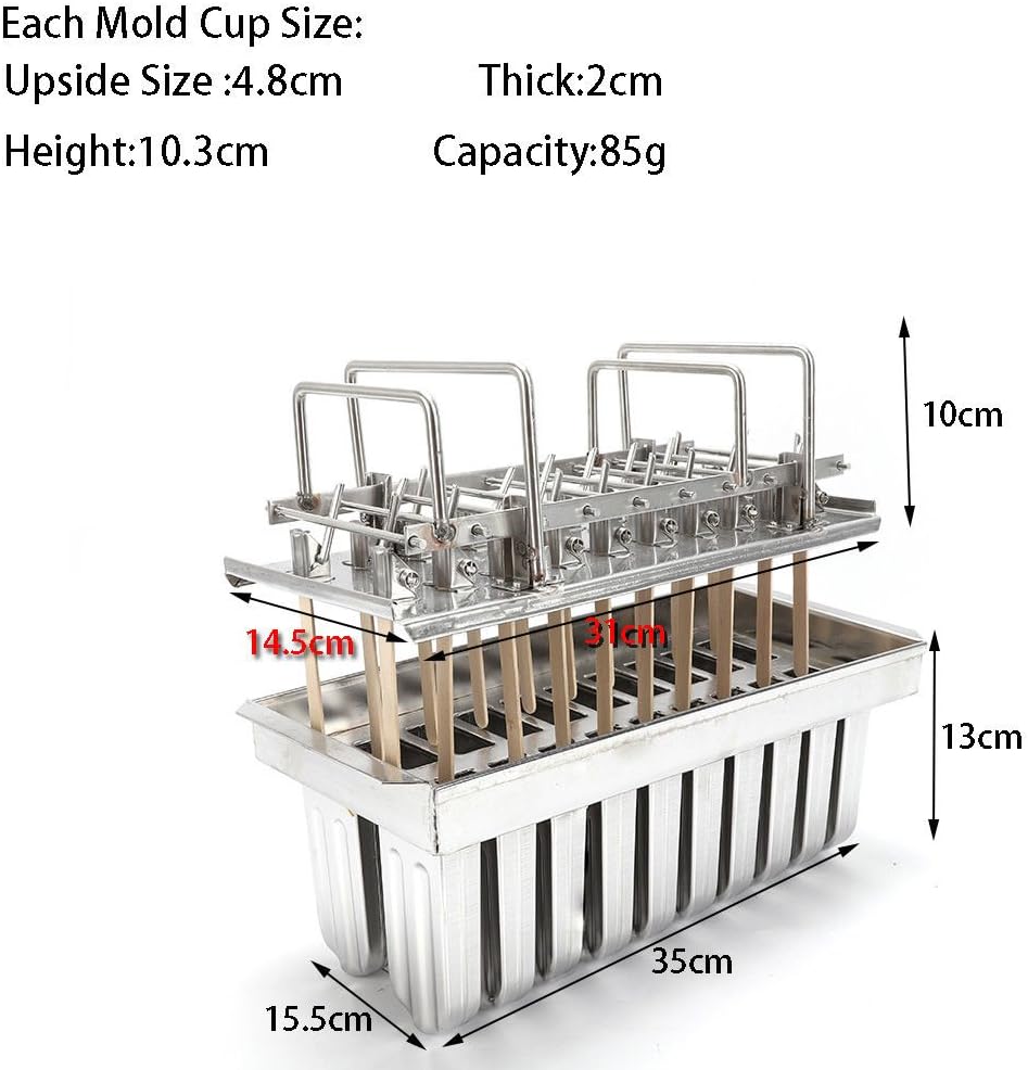 Inland Loom Stainless Steel Popsicle Molds with Sticks, Reusable, Bamboo, 50 Count, 20 Square