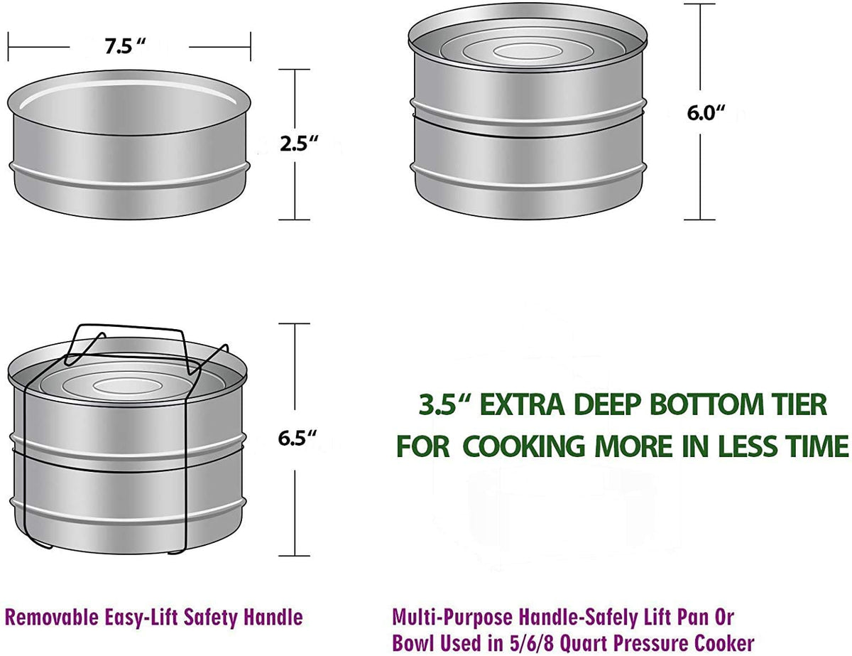 Inland Loom Stainless Steel Insert Instant Pot Pans, Pressure Cookers Accessories, 3 Qt