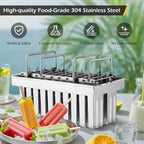 Inland Loom Stainless Steel Popsicle Molds with Sticks, Reusable, Bamboo, 50 Count, 20 Square