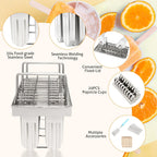 Inland Loom Stainless Steel Popsicle Molds with Sticks, Reusable, Bamboo, 50 Count, 20 Square