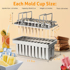 Inland Loom Stainless Steel Popsicle Molds with Sticks, Reusable, Bamboo, 50 Count, 20 Square