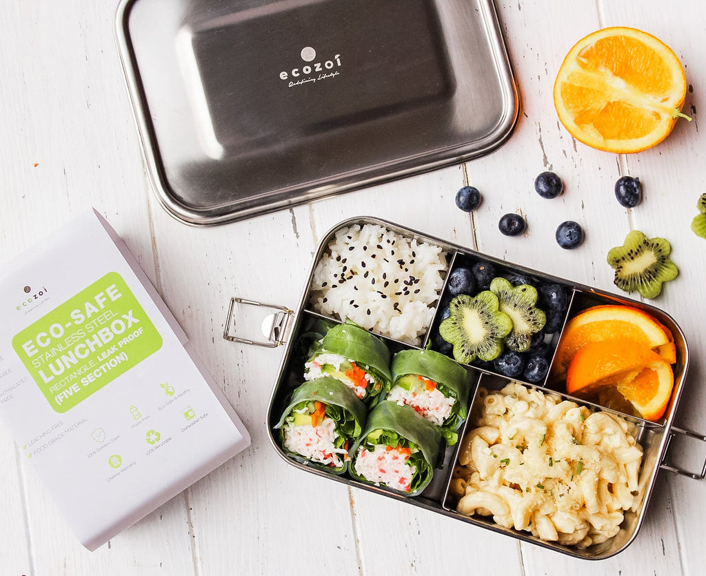 Stainless Steel Leak-Proof Bento Lunch Box, 5 Compartment, 50 oz