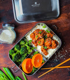 Inland Loom Stainless Steel Bento Lunch Box, 3 Compartment Tiffin Containers, Leakproof, 50 Oz