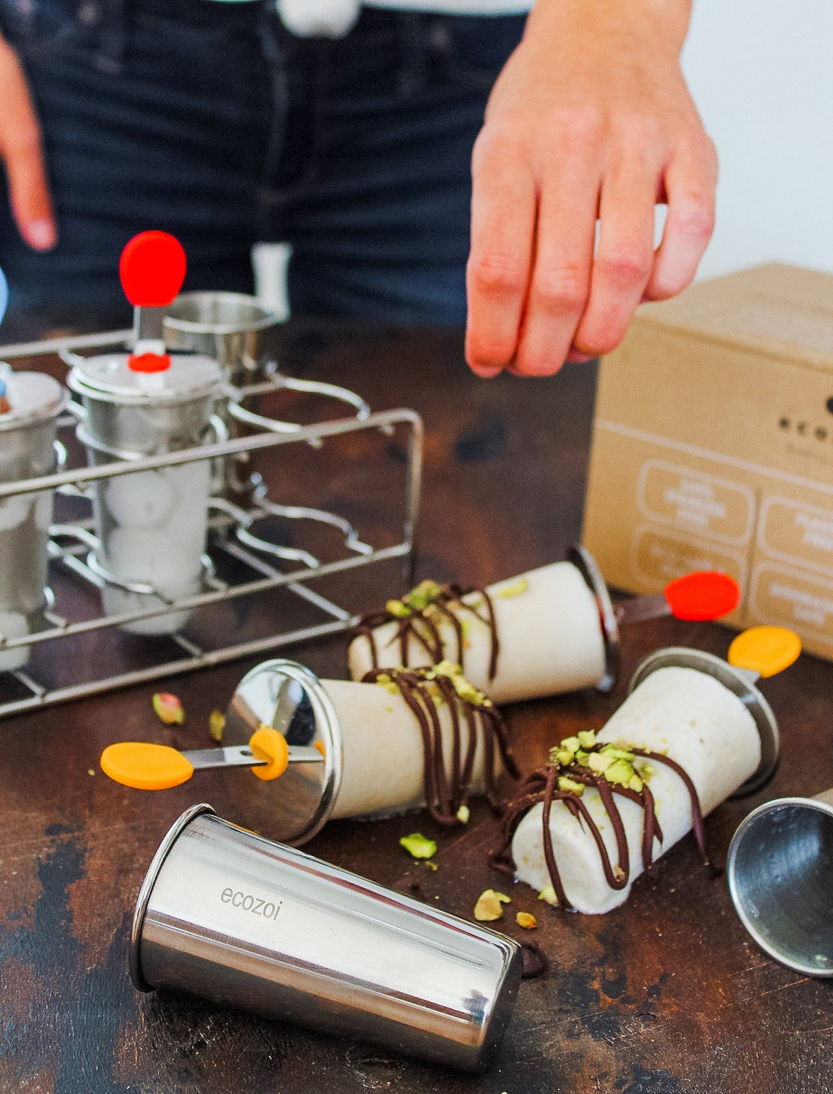 Inland Loom Stainless Steel Ice Pop Molds and Rack, Ice Cream Molds and Rounds with Reusable Stainless Steel Sticks