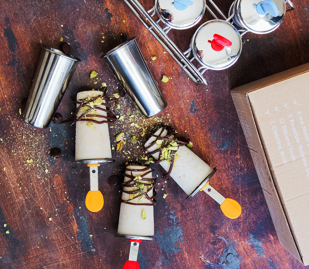 Inland Loom Stainless Steel Ice Pop Molds and Rack, Ice Cream Molds and Rounds with Reusable Stainless Steel Sticks