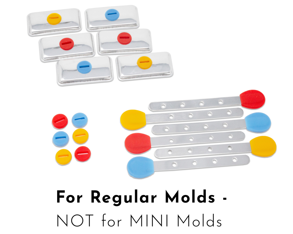 6 Reusable Steel Sticks + 6 Lids + 12 Silicone Seals - for Inland Loom Square Popsicle Molds