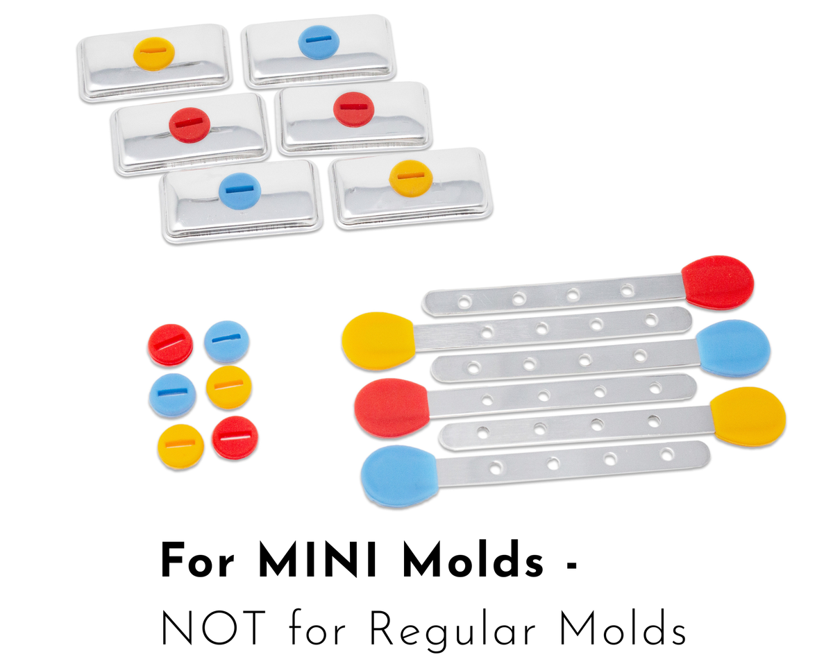 6 Reusable Steel Sticks + 6 Lids + 12 Silicone Seals - for Inland Loom Square MINI Popsicle Molds