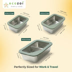 Inland Loom Stainless Steel Bento Box for Kids and Adults, 3 Piece Set, Stackable and Leak Proof, Microwave Safe