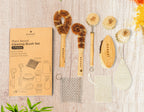 Inland Loom Kitchen Brush Set, Zero Waste Dish Brush, Plant-Based, Multi-Purpose, 9 Piece