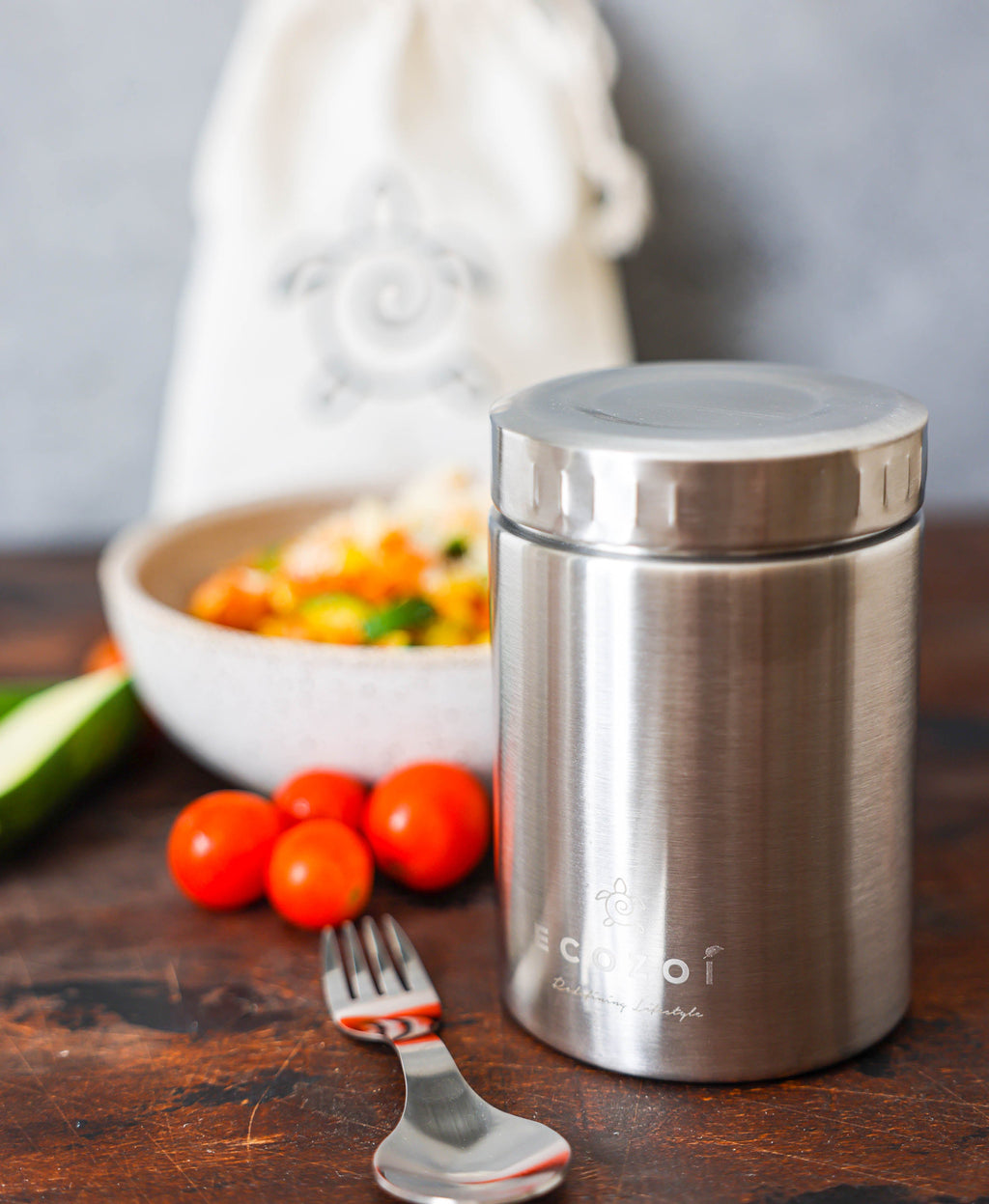 Inland Loom Stainless Steel Thermos Food Jar, Insulated Container with Spork and Lunch Bag, 12 oz