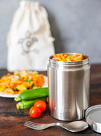 Inland Loom Stainless Steel Thermos Food Jar, Insulated Container with Spork and Lunch Bag, 12 oz