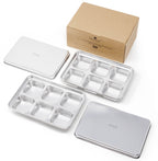 Inland Loom Stainless Steel Ice Trays for Freezer, Rectangular Shape 12 Large Cubes with Lid, 2 Pack