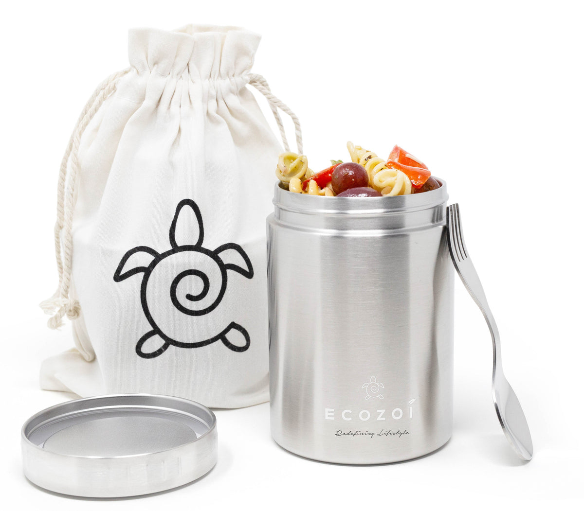 Inland Loom Stainless Steel Thermos Food Jar, Insulated Container with Spork and Lunch Bag, 12 oz