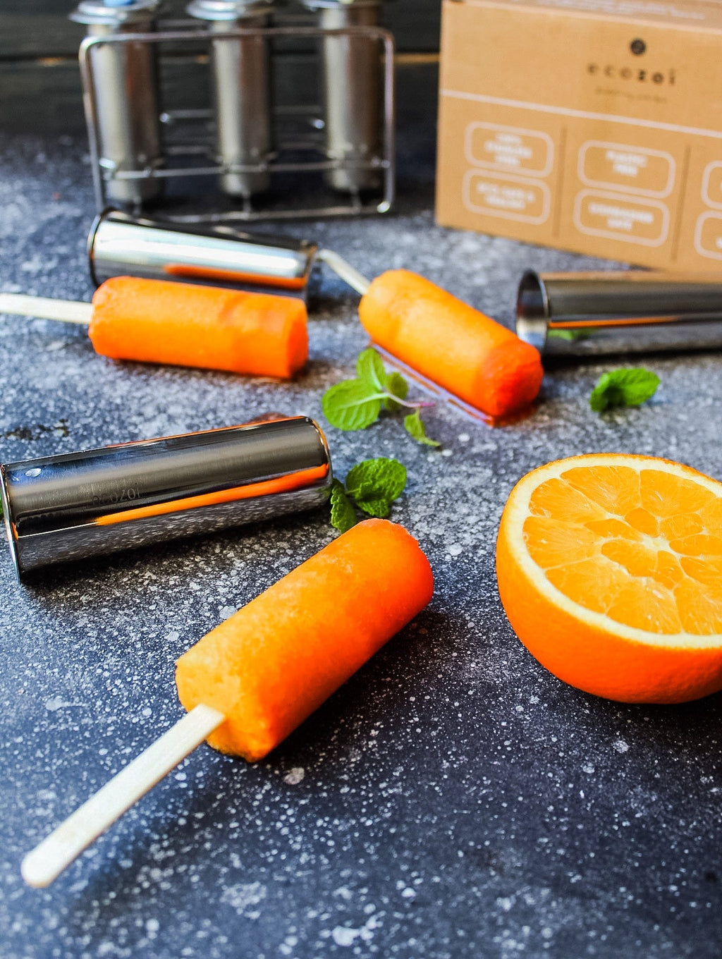 Inland Loom Stainless Steel Popsicle Molds with Sticks, Round & Reusable, Bamboo, Ice Cream Bars