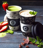 Reusable Bamboo Coffee Cups with Silicon Lid and sleeve, 16 oz, Set of 2