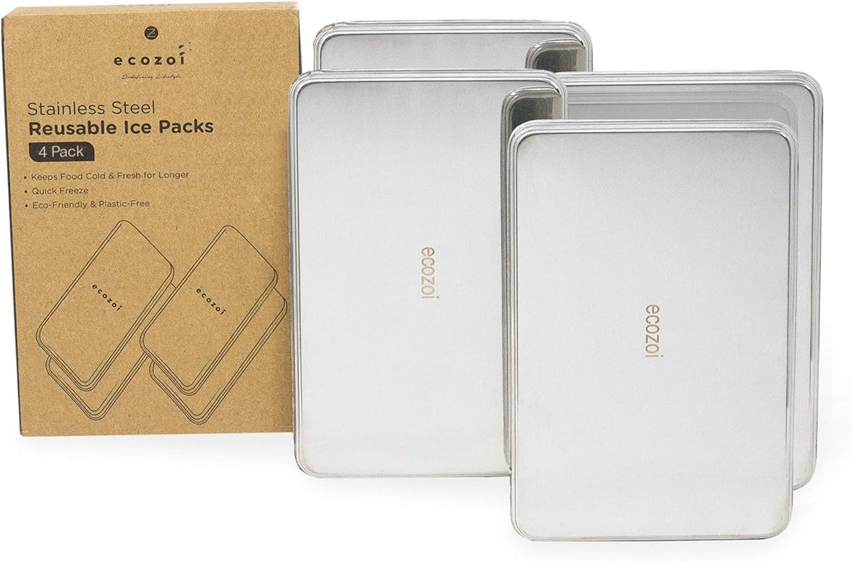 Stainless Steel Ice Packs For Lunch Boxes and Lunch Bags, 4 Pack