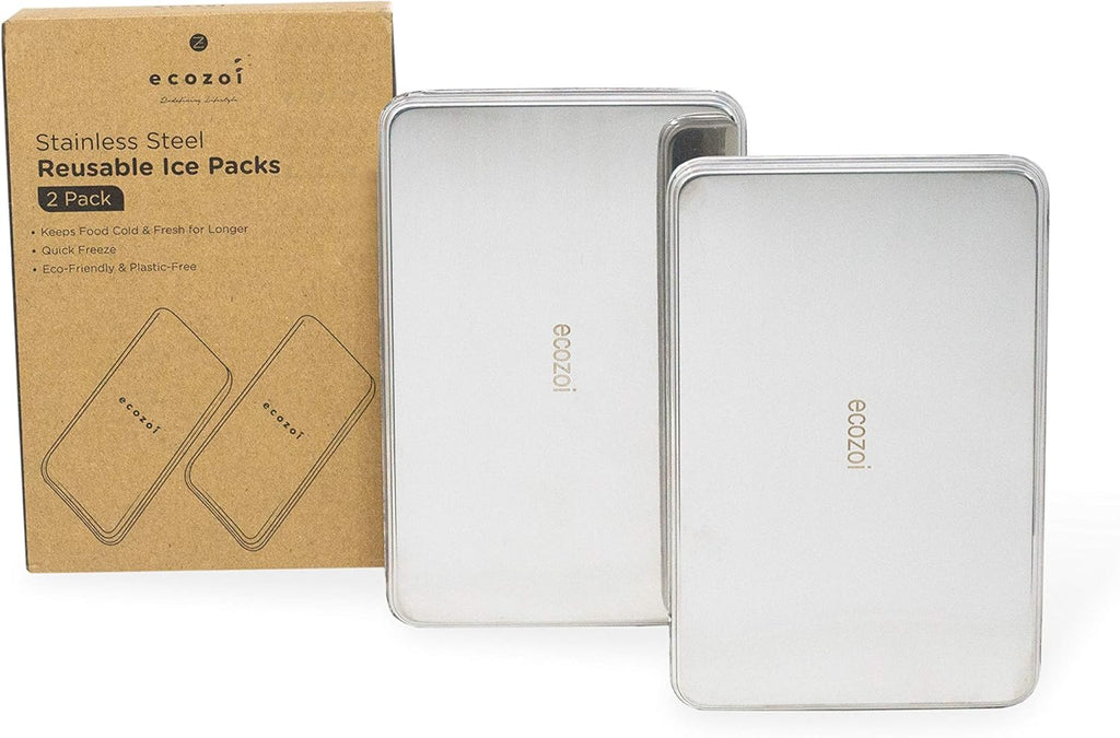 Inland Loom Stainless Steel Ice Packs for Lunch Boxes, Freezer Packs, Reusable, 2 Pack