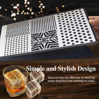 Inland Loom Stainless Steel Ice Cube Stamp Tray, with Silicone Ice Cube Tray and Tongs