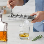 Inland Loom Old Fashioned Ice Cube Trays with Easy Release Handle, 2 Pack with Rack, Stainless Steel