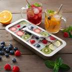 Inland Loom Old Fashioned Ice Cube Trays with Easy Release Handle, 2 Pack with Rack, Stainless Steel