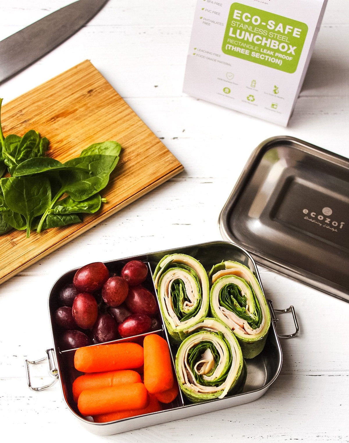 Stainless Steel Leak-Proof Bento Lunch Box, 3 Compartment, 24 Oz