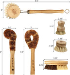 Inland Loom Kitchen Brush Set, Vegetable Dish Scrub Brush, Plant-Based, Multi-Purpose 6 Piece