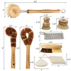 Inland Loom Kitchen Brush Set, Zero Waste Dish Brush, Plant-Based, Multi-Purpose, 9 Piece