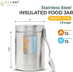 Inland Loom Stainless Steel Thermos Food Jar, Insulated Container with Spork and Lunch Bag, 12 oz