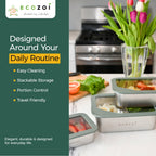 Inland Loom Stainless Steel Bento Box for Kids and Adults, 3 Piece Set, Stackable and Leak Proof, Microwave Safe