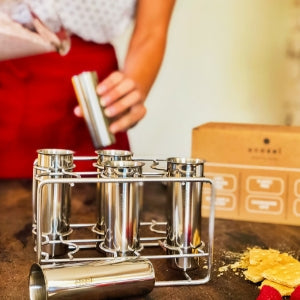 Inland Loom Stainless Steel Popsicle Molds with Sticks, Round & Reusable, Bamboo, Ice Cream Bars