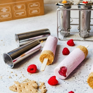 Inland Loom Stainless Steel Popsicle Molds with Sticks, Round & Reusable, Bamboo, Ice Cream Bars