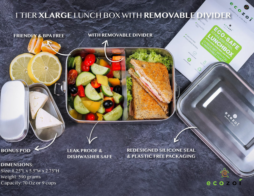 Stainless Steel Leak-Proof Lunch Box, 2 Compartment, 50 oz