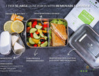 Stainless Steel Leak-Proof Lunch Box, 2 Compartment, 50 oz