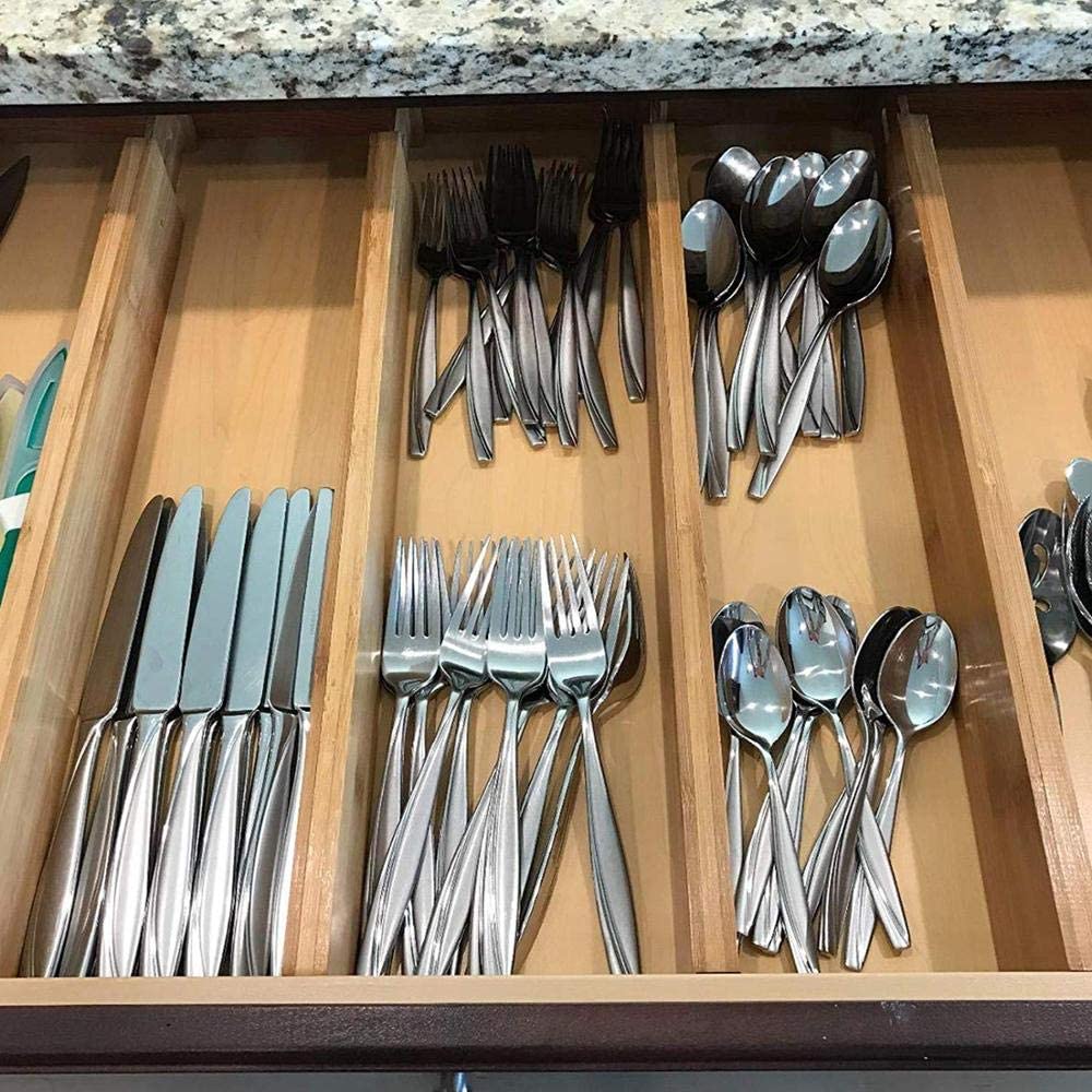 Bamboo Drawer Organizer Dividers, Expandable, Set of 6