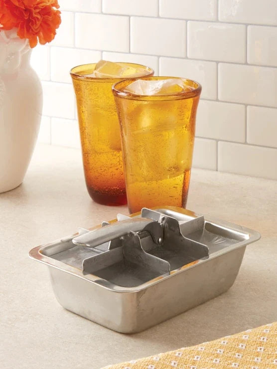 Inland Loom Stainless Steel Ice Trays for Freezer, 12 Large Cubes with Easy Release, 2 Pack