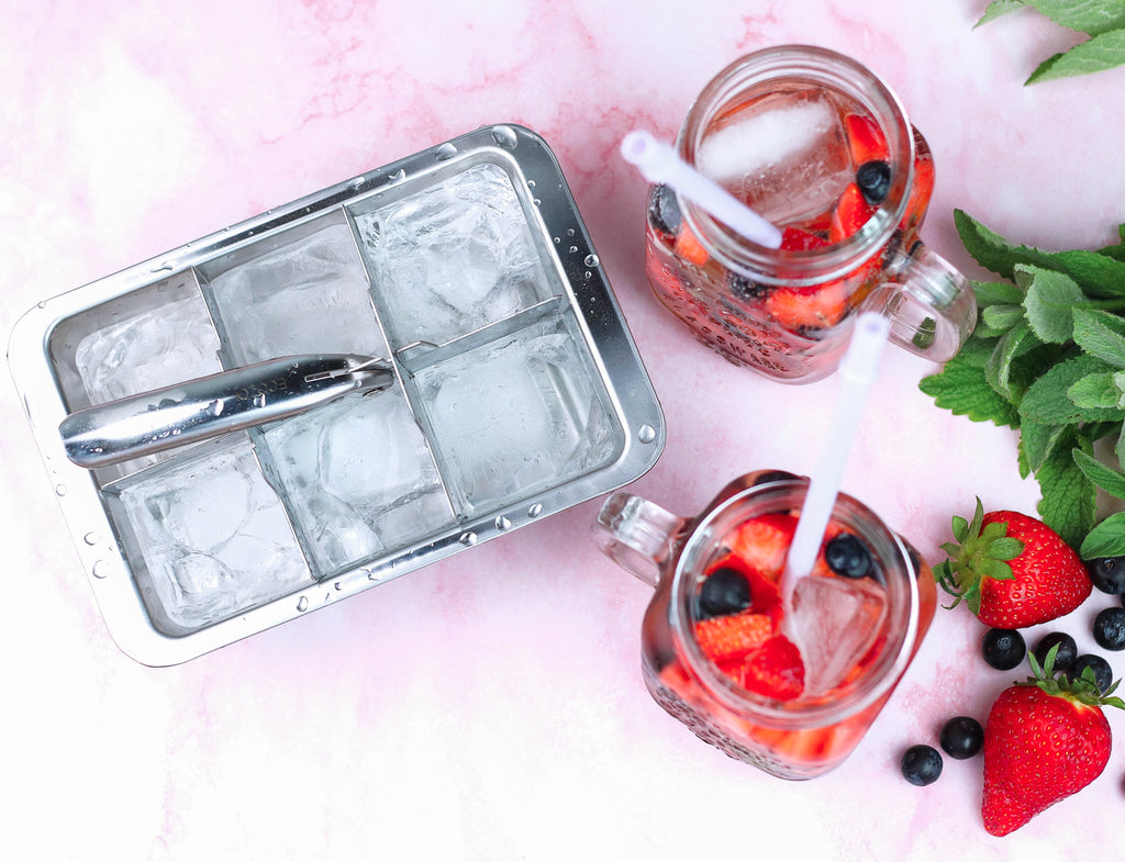 Inland Loom Stainless Steel Ice Trays for Freezer, 12 Large Cubes with Easy Release, 2 Pack