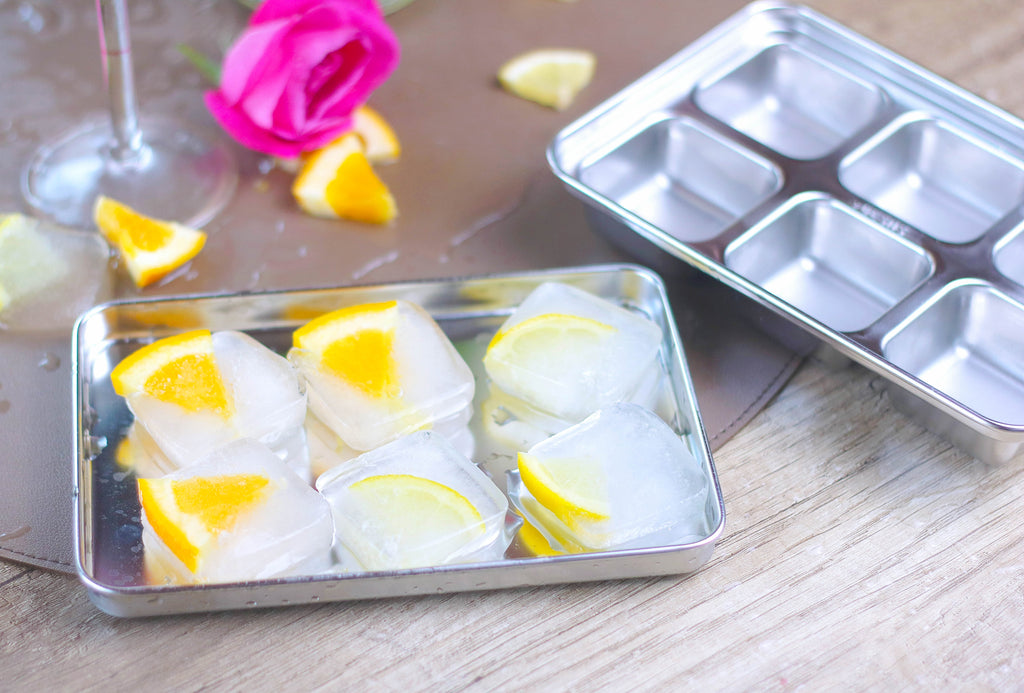 Inland Loom Stainless Steel Ice Trays for Freezer, Rectangular Shape 12 Large Cubes with Lid, 2 Pack
