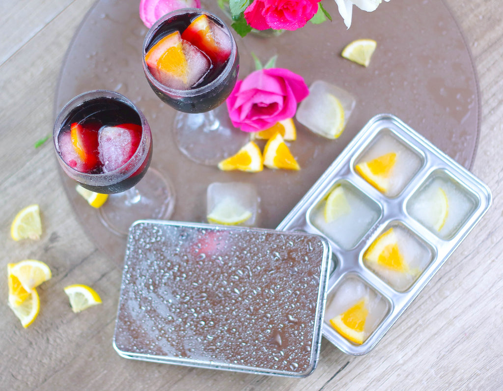 Inland Loom Stainless Steel Ice Trays for Freezer, Rectangular Shape 12 Large Cubes with Lid, 2 Pack
