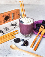 Organic Bamboo Straws and Cutlery Set with Cotton Travel bag
