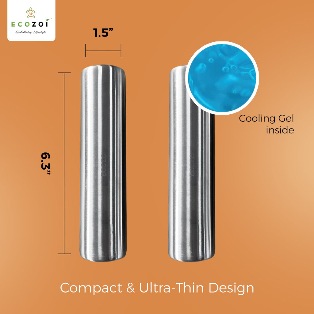 Stainless Steel Ice Packs For Lunch Bags and Coolers, 2 Pack Cylinder Shape